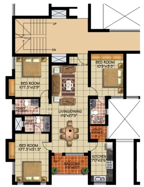 Type C · 3 BHK · Tower 2